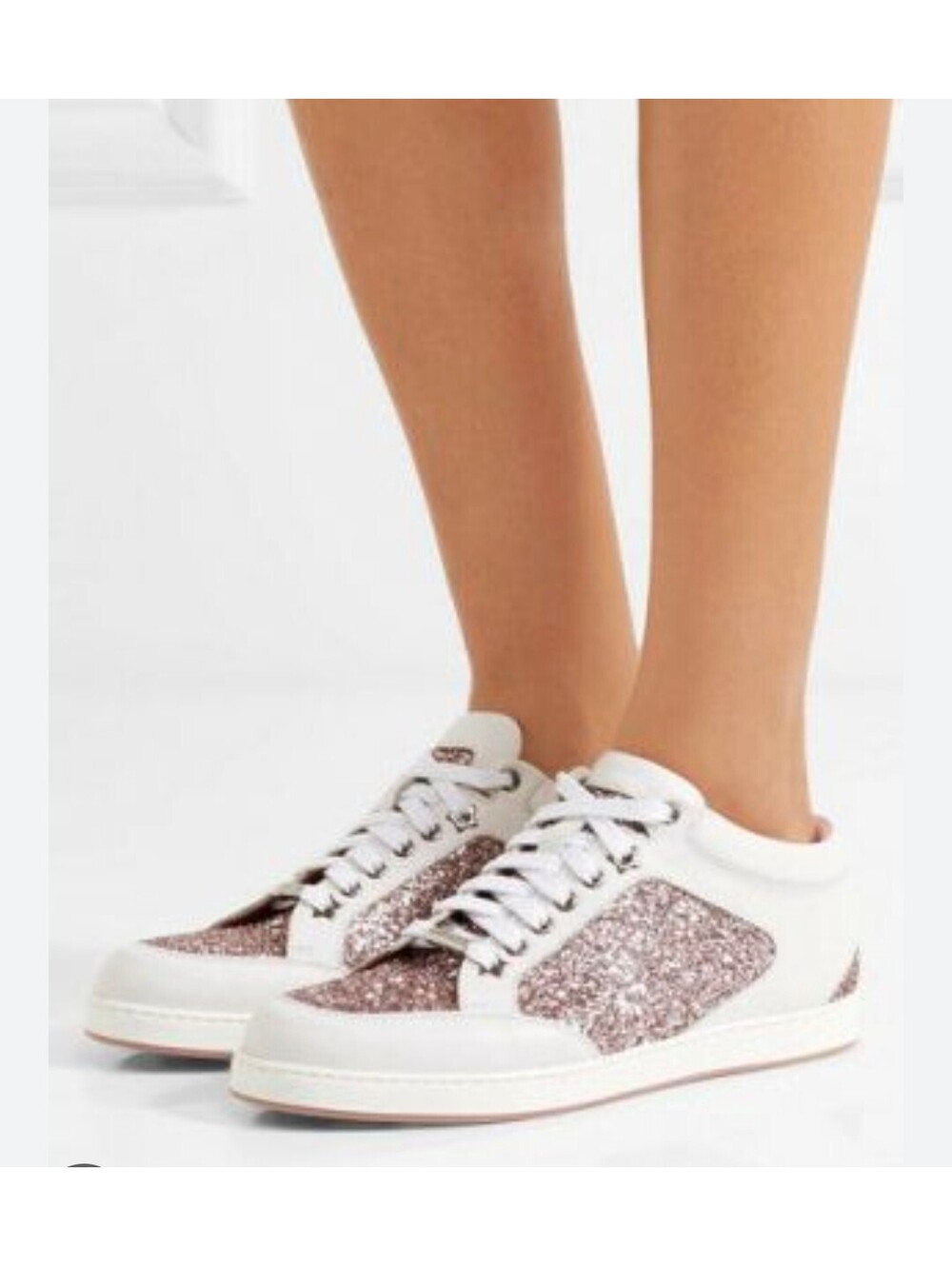 JIMMY CHOO Miami Sneakers Glitter Leather Sneakers Size 39